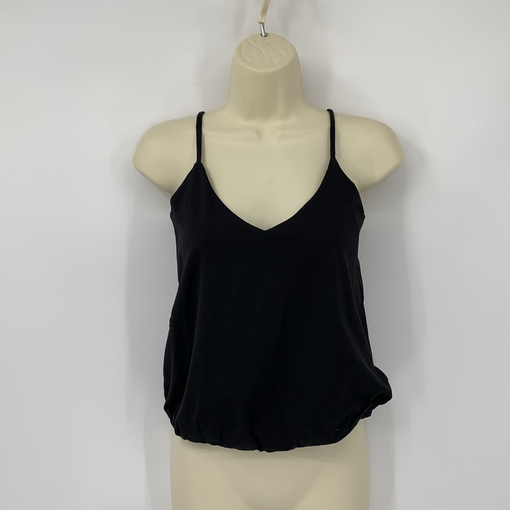Susana Monaco relaxed string tank top black jersey knit v-neck shirt new XS